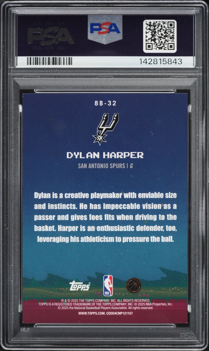2025 Topps 8-Bit Ballers Dylan Harper ROOKIE #8B-32 PSA 9 MINT