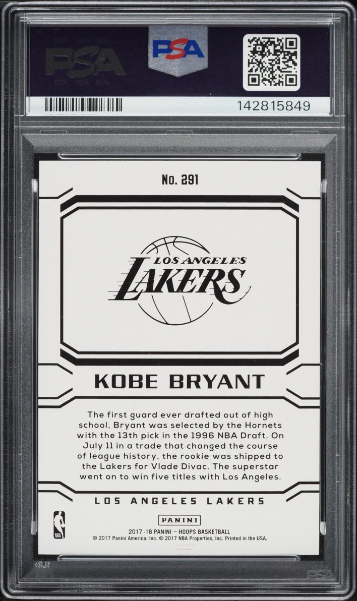 2017 Hoops Kobe Bryant #291 PSA 10 GEM MINT