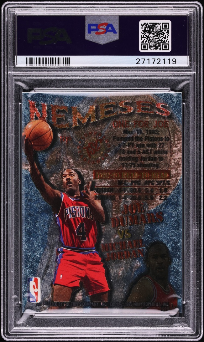 1995 Stadium Club Nemeses Michael Jordan Vs. Joe Dumars #N10 PSA 10 GEM MINT