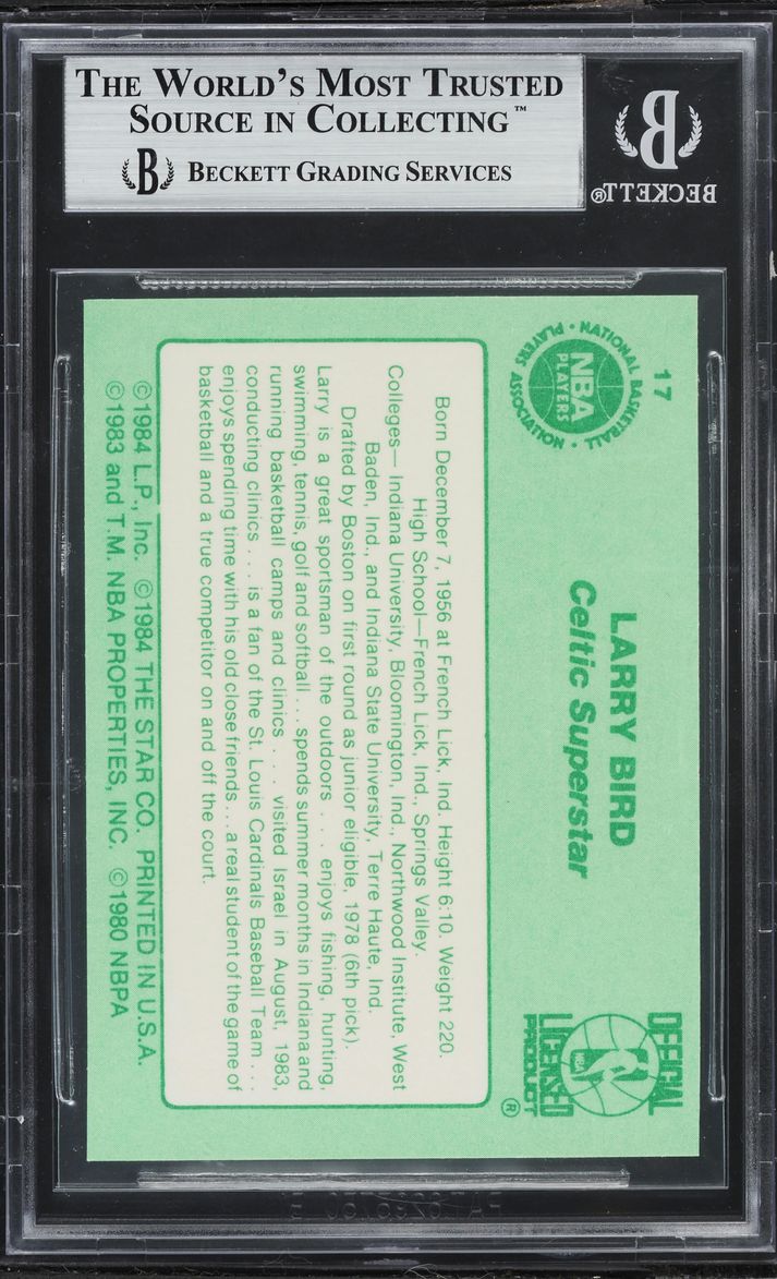 1984 Star Basketball Larry Bird #17 BGS 9 MINT