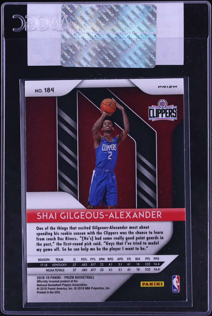 2018 Panini Prizm Pink Ice Shai Gilgeous-Alexander ROOKIE #184 CGC AUTH