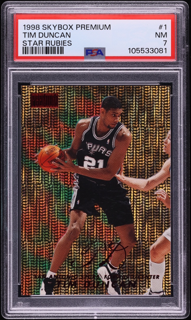 1998 Skybox Premium Star Rubies Tim Duncan /50 #1 PSA 7 NRMT