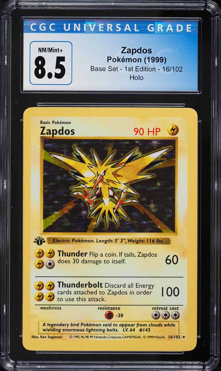 1999 Pokemon Base Set Shadowless 1st Edition Holo Zapdos #16 CGC 8.5 NM-MT+