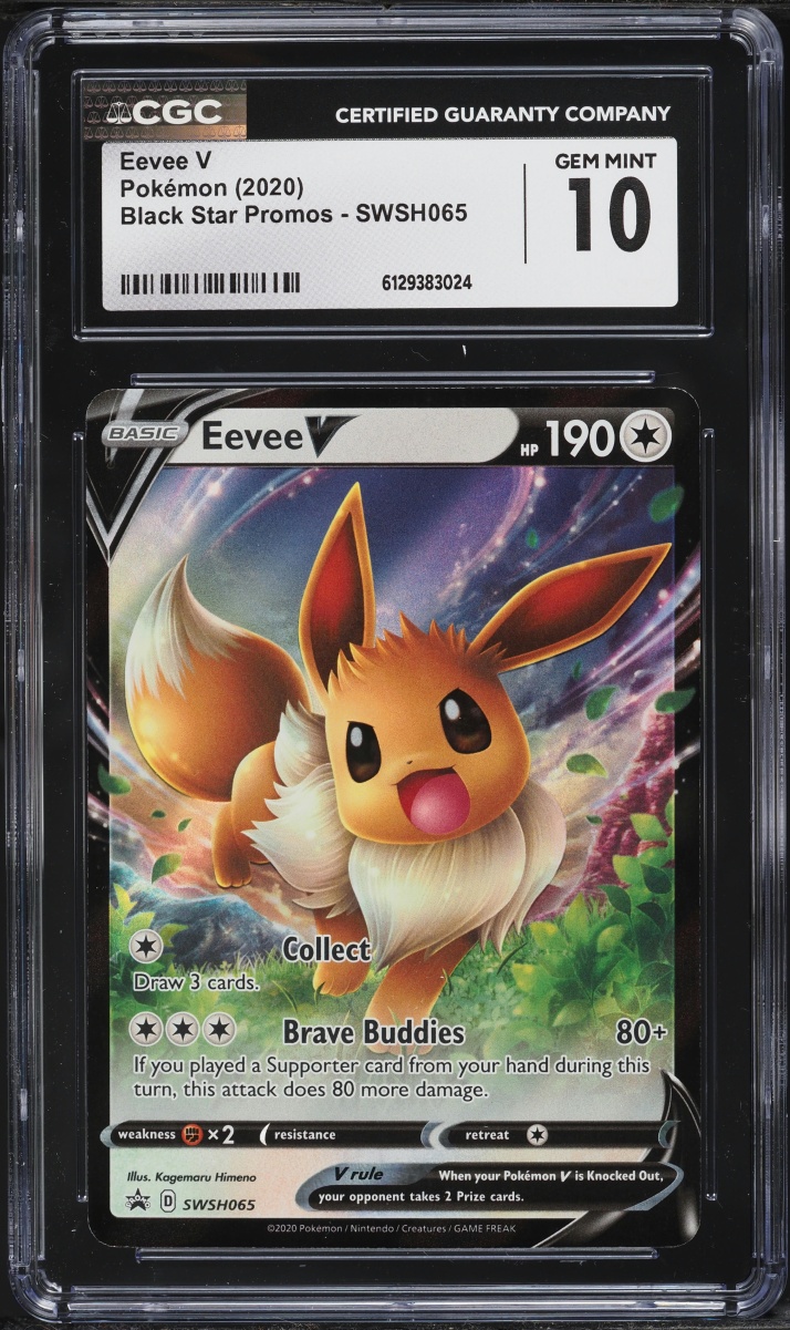 2020 Pokemon Sword & Shield Promo Holo Eevee V #SWSH065 CGC 10 GEM MINT