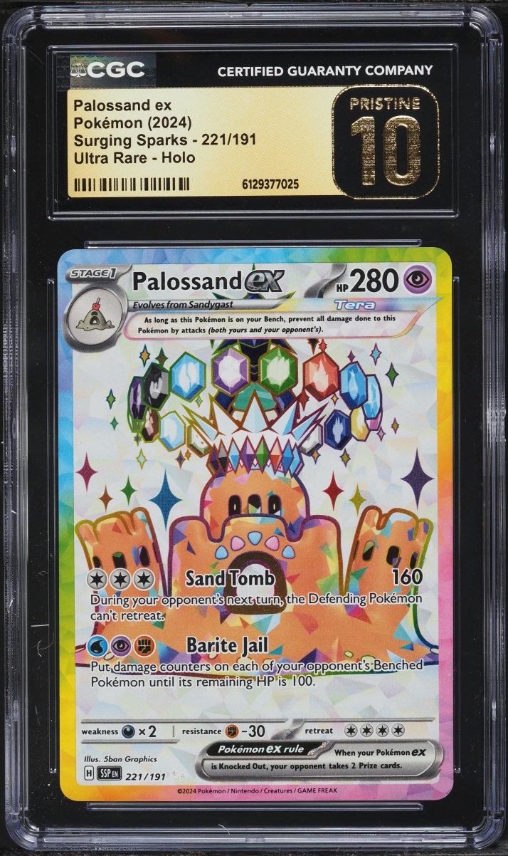 2024 Pokemon Scarlet & Violet Surging Sparks Full Art Palossand ex #221 CGC 10 PRISTINE