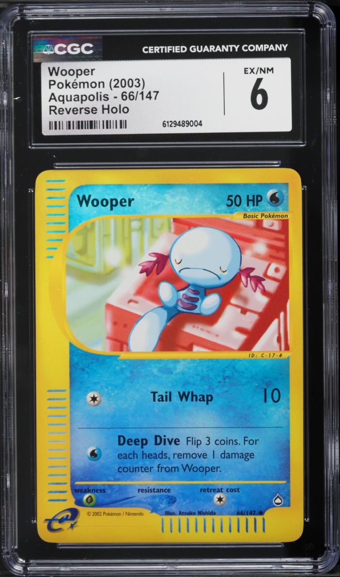 2003 Pokemon Aquapolis Reverse Holo Wooper #66 CGC 6 EXMT
