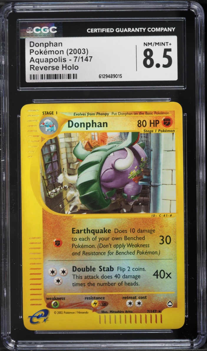 2003 Pokemon Aquapolis Reverse Holo Donphan #7 CGC 8.5 NM-MT+