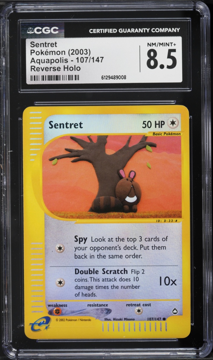 2003 Pokemon Aquapolis Reverse Holo Sentret #107 CGC 8.5 NM-MT+
