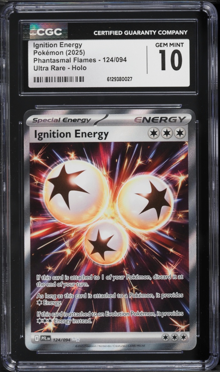 2025 Pokemon Mega Phantasmal Flames Full Art Ignition Energy #124 CGC 10 GEM MINT