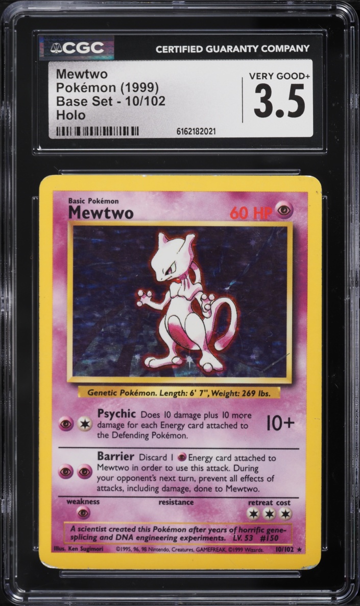 1999 Pokemon Base Set Holo Mewtwo #10 CGC 3.5 VG+