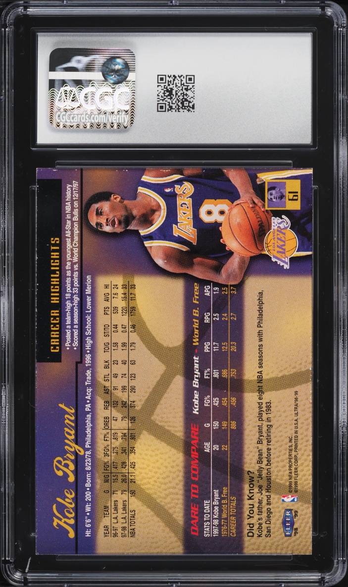 1998 Ultra Basketball Kobe Bryant #61 CGC 7.5 NRMT+