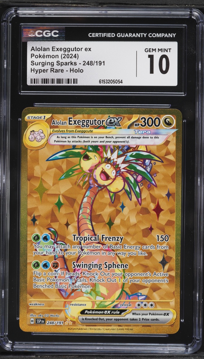 2024 Pokemon Scarlet & Violet Surging Sparks Gold Rare Alolan Exeggutor EX #248 CGC 10 GEM MINT