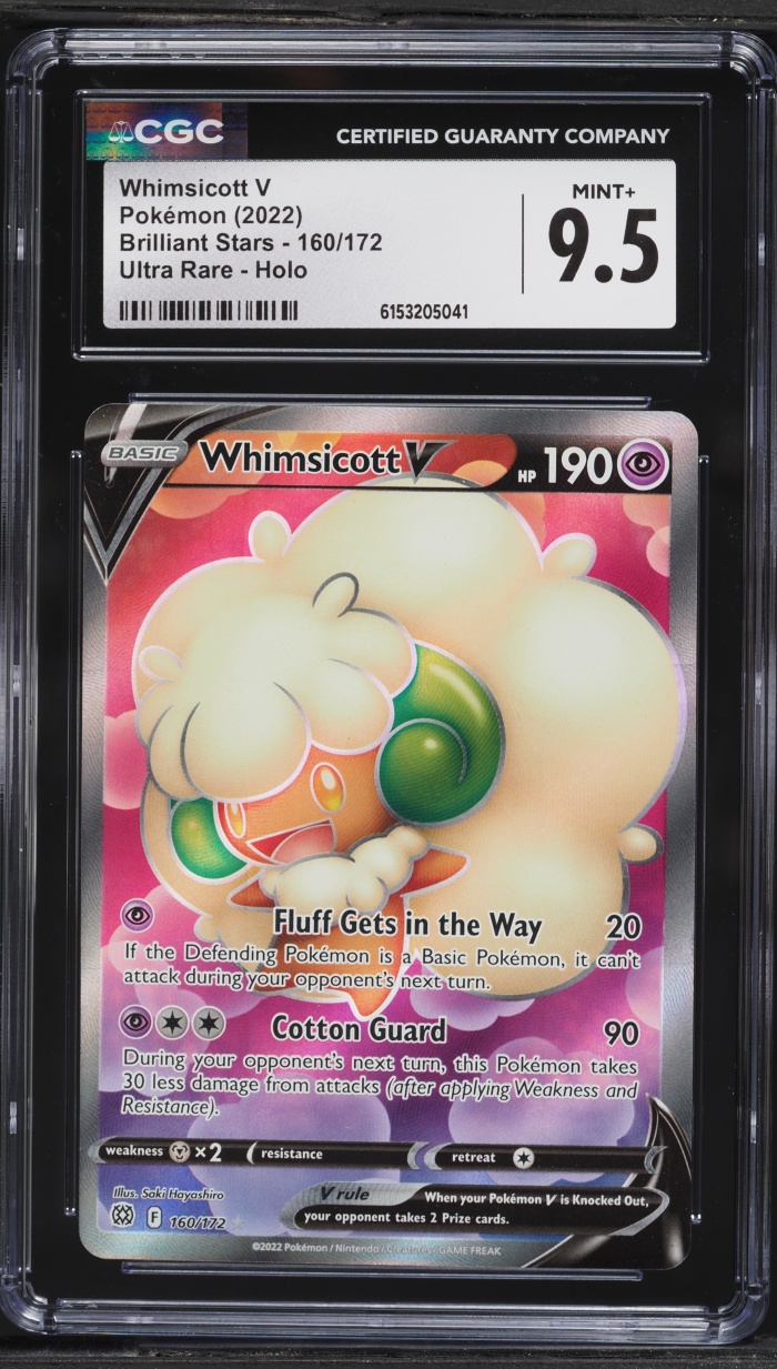 2022 Pokemon Sword & Shield Brilliant Stars Full Art Whimsicott V #160 CGC 9.5 MINT+