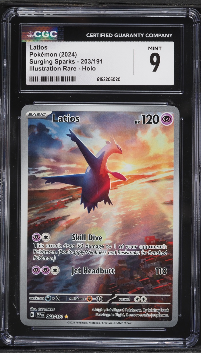 2024 Pokemon Scarlet & Violet Surging Sparks IR Latios #203 CGC 9 MINT