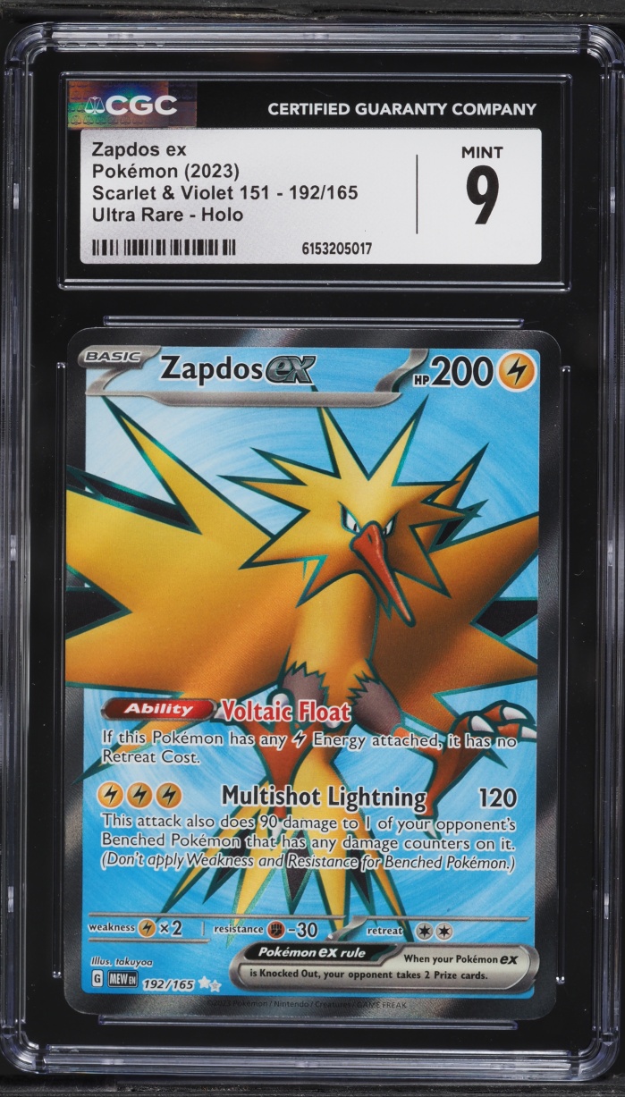 2023 Pokemon Scarlet & Violet 151 Full Art Zapdos EX #192 CGC 9 MINT