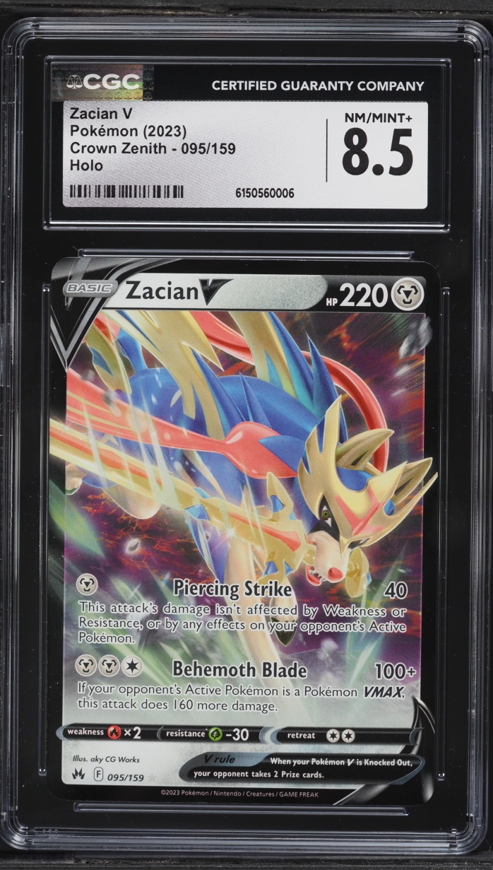 2023 Pokemon Sword & Shield Crown Zenith Zacian V #95 CGC 8.5 NM-MT+