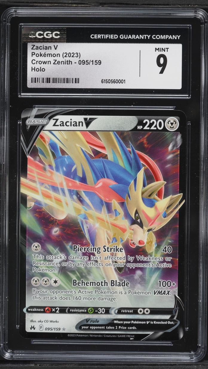 2023 Pokemon Sword & Shield Crown Zenith Zacian V #95 CGC 9 MINT