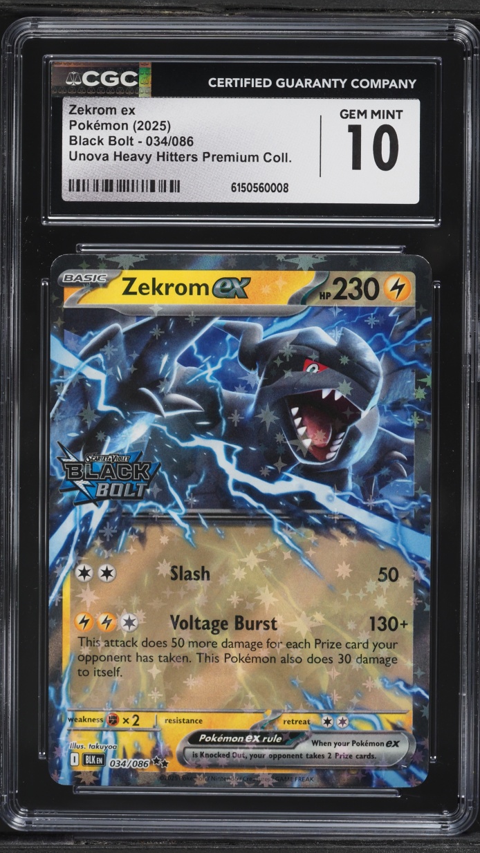 2025 Pokemon Scarlet & Violet Black Bolt Unova Heavy Hitters Holo Zekrom ex #34 CGC 10 GEM MINT