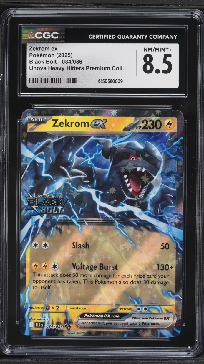 2025 Pokemon Scarlet & Violet Black Bolt Unova Heavy Hitters Zekrom ex #34 CGC 8.5 NM-MT+