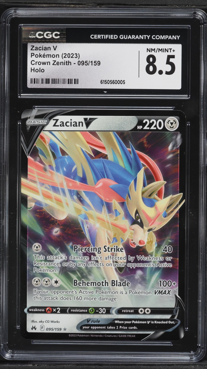 2023 Pokemon Sword & Shield Crown Zenith Zacian V #95 CGC 8.5 NM-MT+