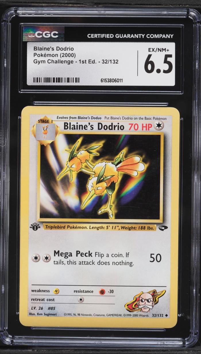2000 Pokemon Gym Challenge 1st Edition Blaine's Dodrio #32 CGC 6.5 EXMT+