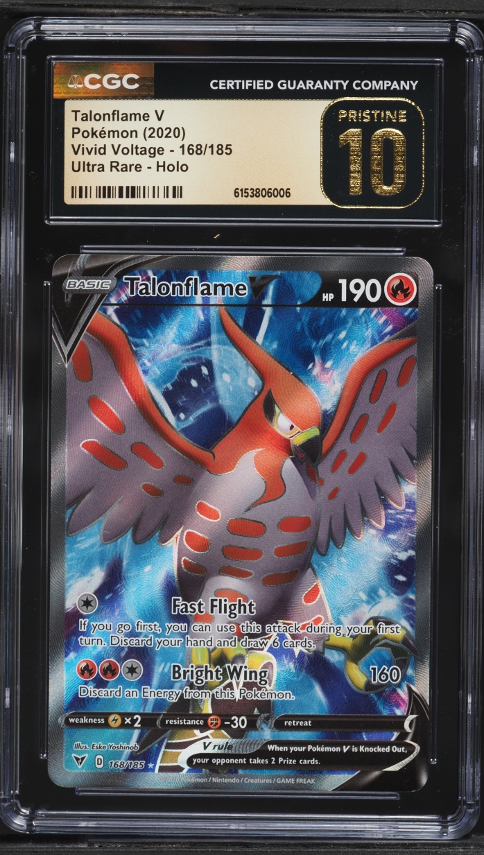 2020 Pokemon Sword & Shield Vivid Voltage Full Art Talonflame V #168 CGC 10 PRISTINE