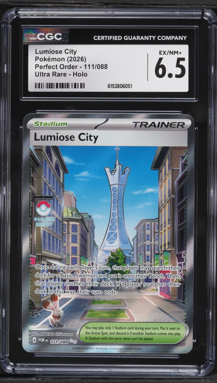 2026 Pokemon Mega Evolution Perfect Order Full Art Lumiose City #111 CGC 6.5 EXMT+