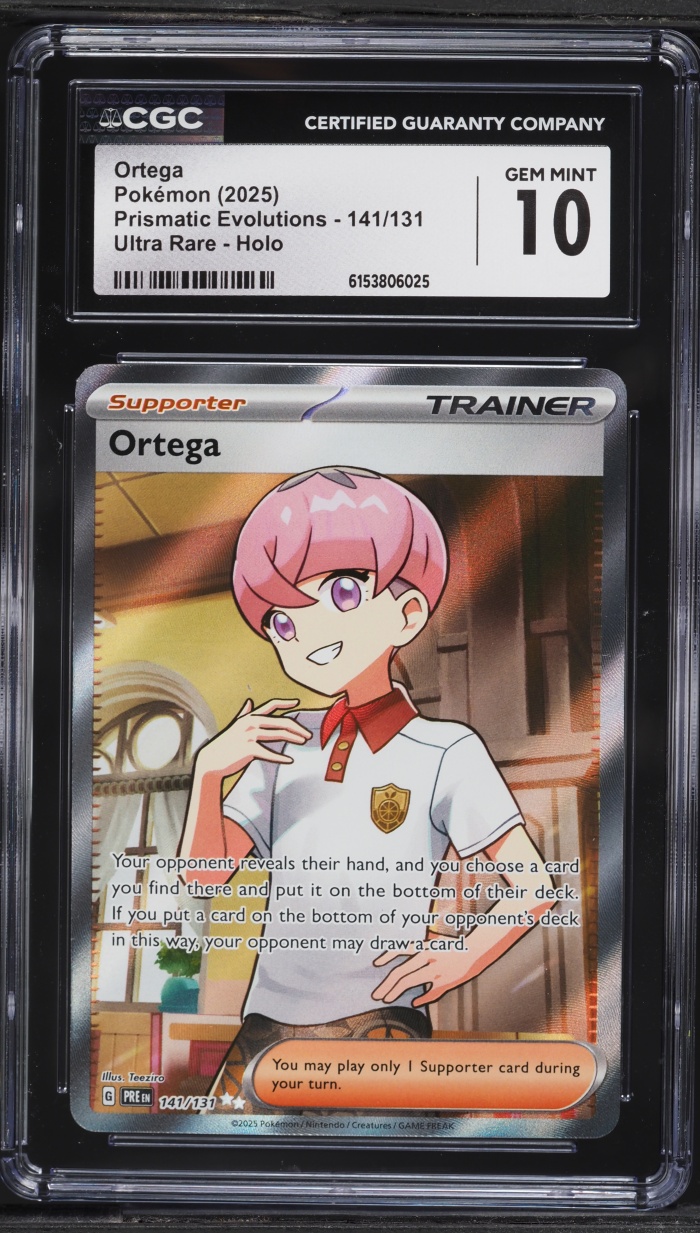 2025 Pokemon Scarlet & Violet Prismatic Evolutions Full Art Ortega #141 CGC 10 GEM MINT