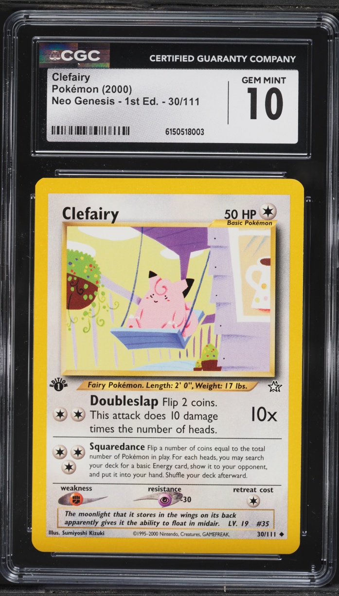 2000 Pokemon Neo Genesis 1st Edition Clefairy #30 CGC 10 GEM MINT