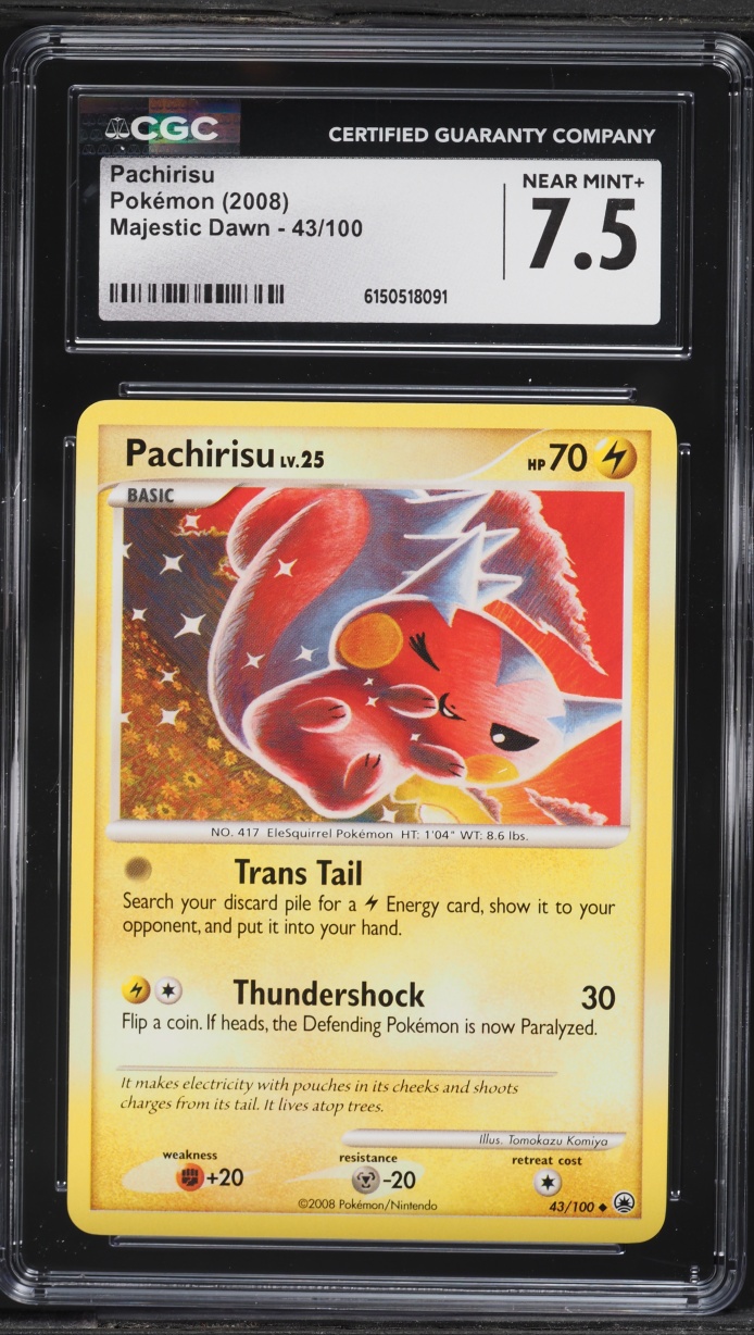 2008 Pokemon Diamond & Pearl Majestic Dawn Pachirisu #43 CGC 7.5 NRMT+