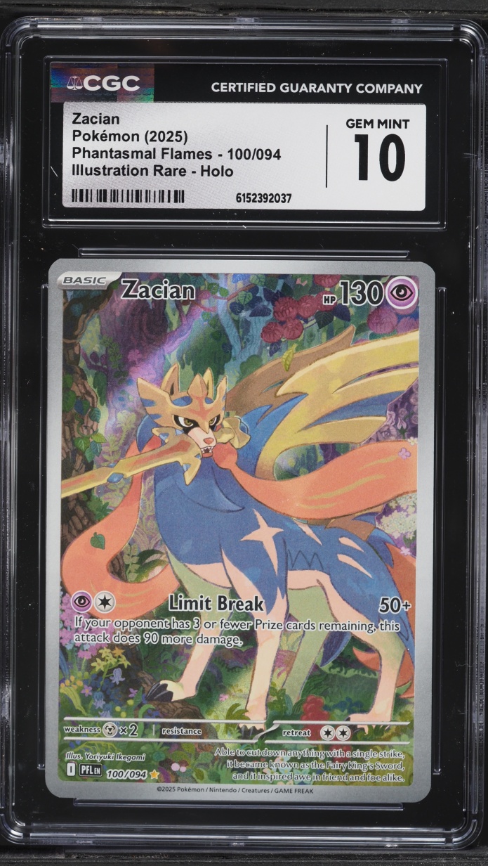 2025 Pokemon Mega Evolution Phantasmal Flames IR Zacian #100 CGC 10 GEM MINT