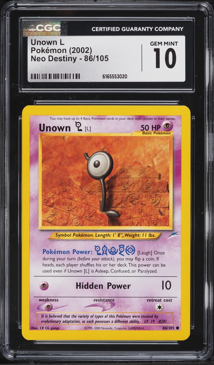 2002 Pokemon Neo Destiny Unown L #86 CGC 10 GEM MINT