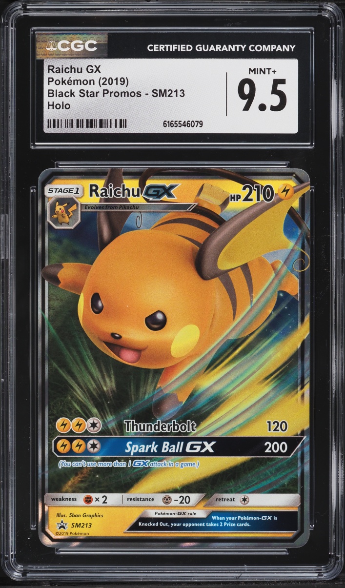 2019 Pokemon Sun & Moon Promo Hidden Fates Holo Raichu GX #SM213 CGC 9.5 MINT+