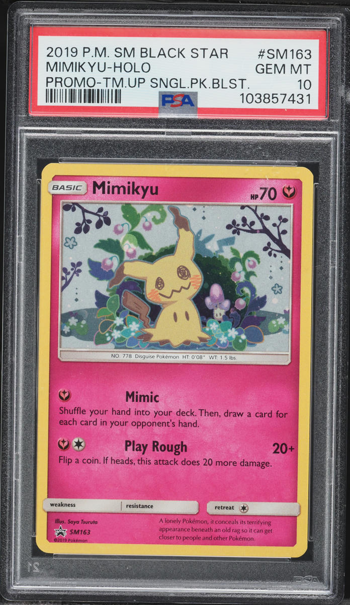 2019 Pokemon Sun & Moon Black Star Promo Team Up Holo Mimikyu #SM163 PSA 10 GEM MINT