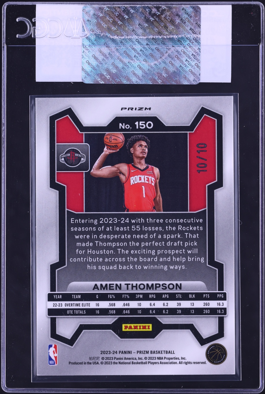 2023 Panini Prizm Gold Amen Thompson ROOKIE 10/10 #150 CGC AUTH