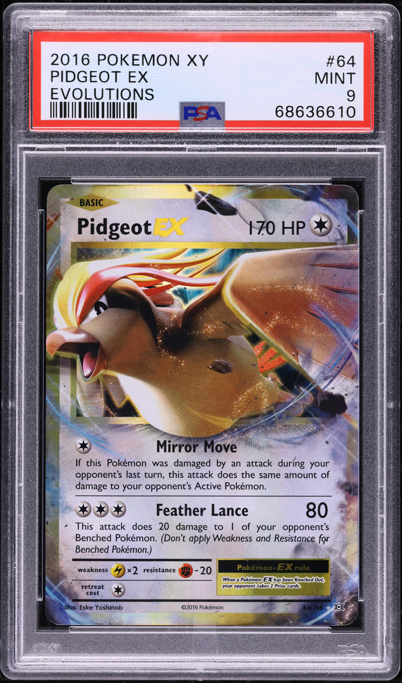 2016 Pokemon XY Evolutions Pidgeot EX #64 PSA 9 MINT