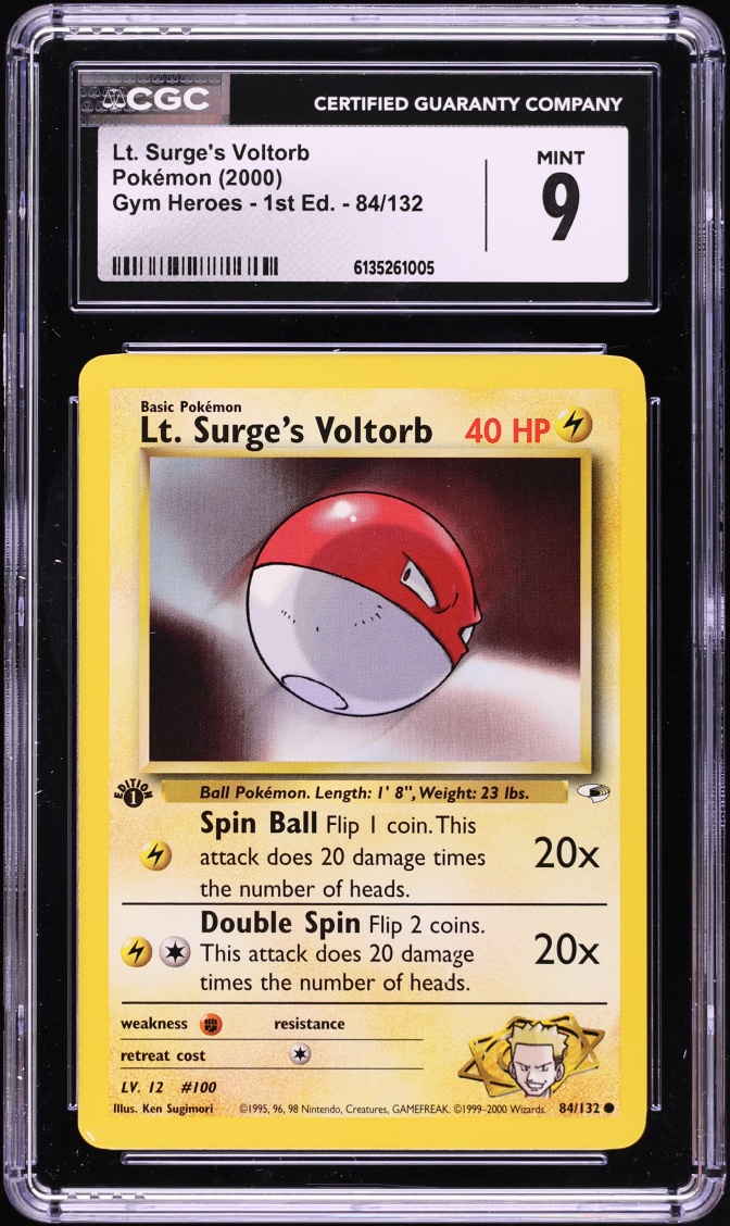 2000 Pokemon Gym Heroes 1st Edition Lt. Surge's Voltorb #84 CGC 9 MINT