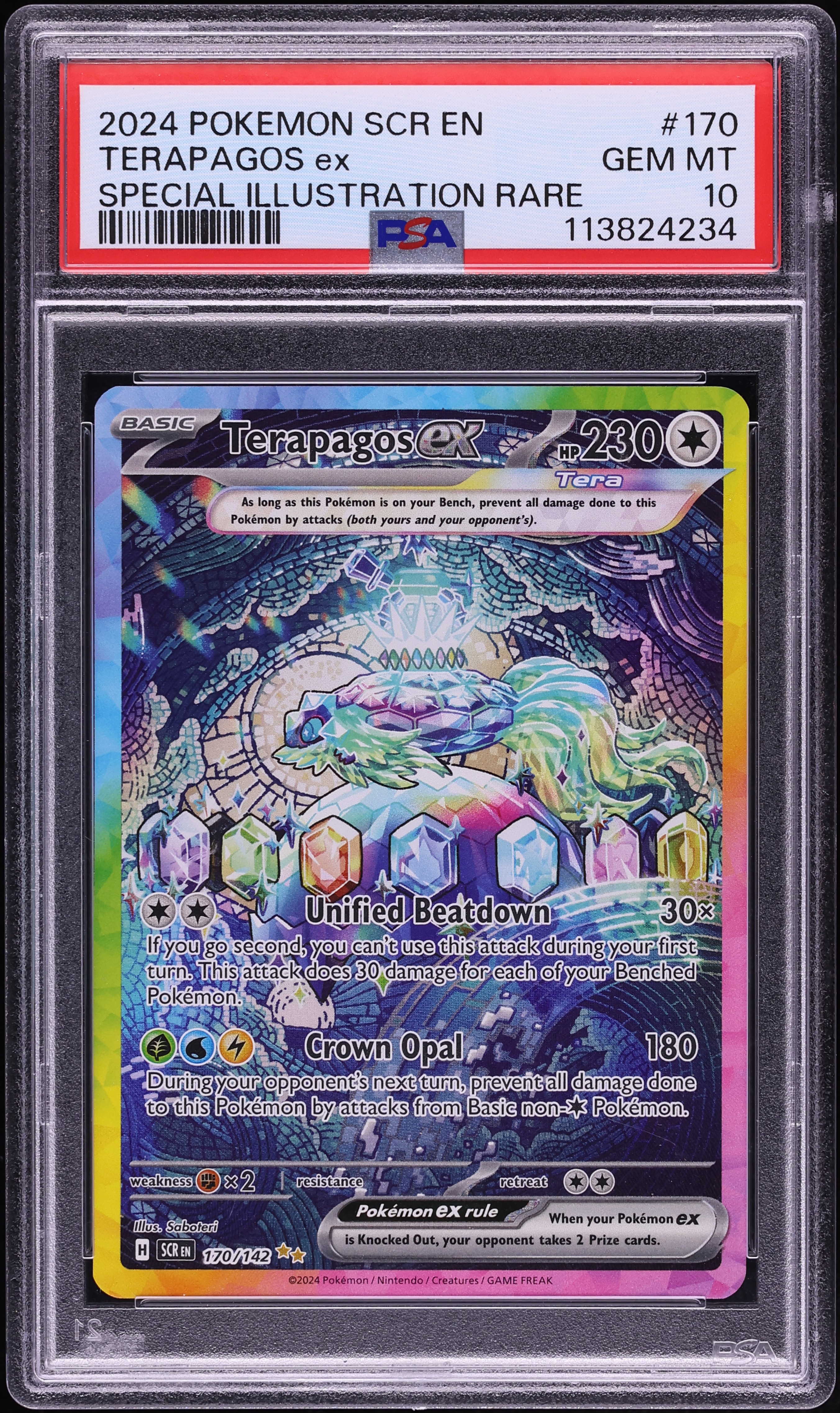 2024 Pokemon Scarlet & Violet Stellar Crown SIR Terapagos ex #170 PSA 10 GEM MINT