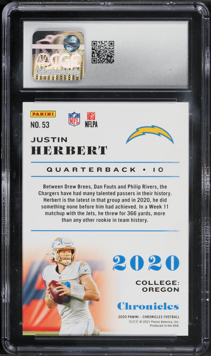 2020 Panini Chronicles Justin Herbert ROOKIE #53 CGC 9 MINT
