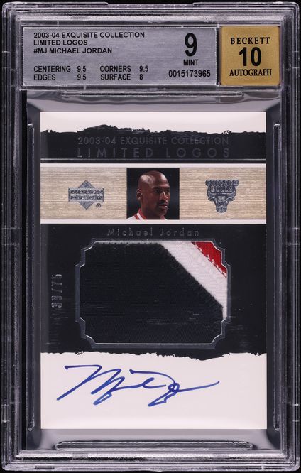 2003 Exquisite Collection Limited Logos Michael Jordan PATCH AUTO /75 #LL-MJ BGS 9 MINT