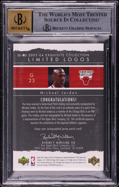 2003 Exquisite Collection Limited Logos Michael Jordan PATCH AUTO /75 #LL-MJ BGS 9 MINT