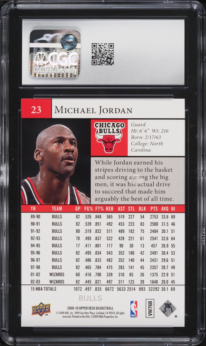 2009 Upper Deck Basketball Michael Jordan #23 CGC 10 GEM MINT