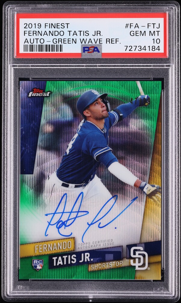 2019 Finest Green Wave Refractor Fernando Tatis Jr. ROOKIE AUTO /99 PSA 10 GEM