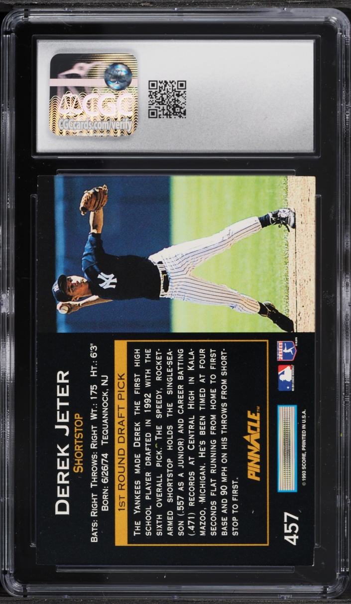 1993 Pinnacle Derek Jeter ROOKIE #457 CGC 8.5 NM-MT+