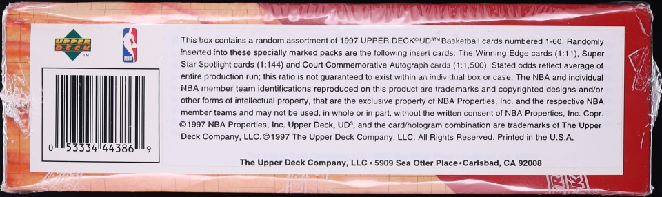 1996 Upper Deck UD3 Basketball Sealed Hobby Box, 24ct Packs - Photo 2