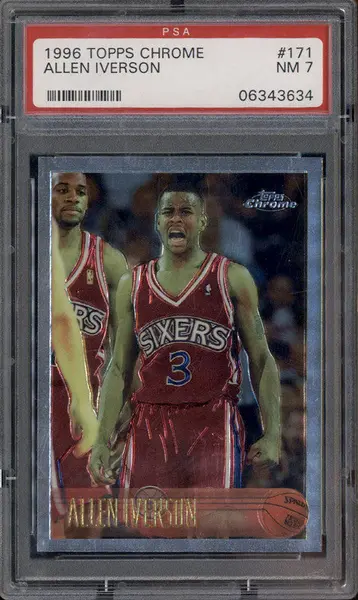その他 Allen Iverson rc auto topps Allen Iverson Autographed 1996-97 Topps Chrome Rookie Card