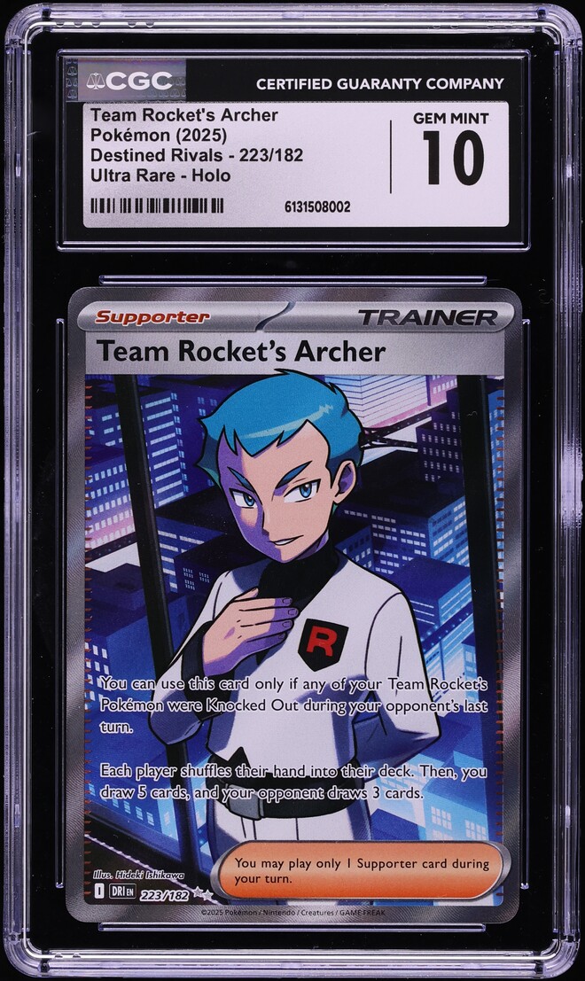 2025 Pokemon Scarlet & Violet Destined Rivals Full Art Team Rocket's Archer #223 CGC 10 GEM