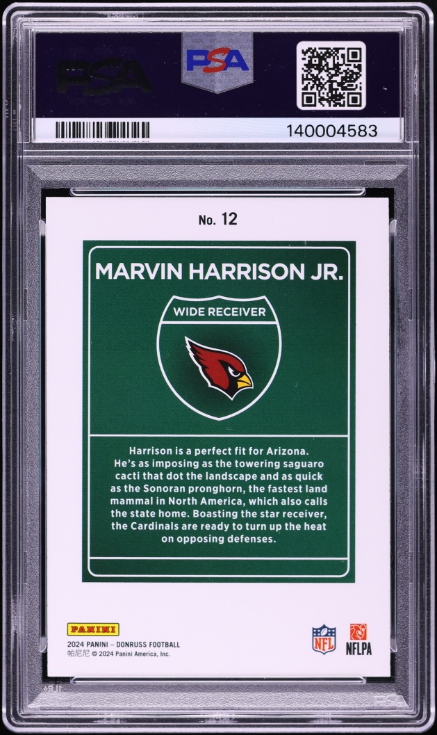 2024 Donruss Downtown Marvin Harrison Jr. ROOKIE #12 PSA 9 MINT