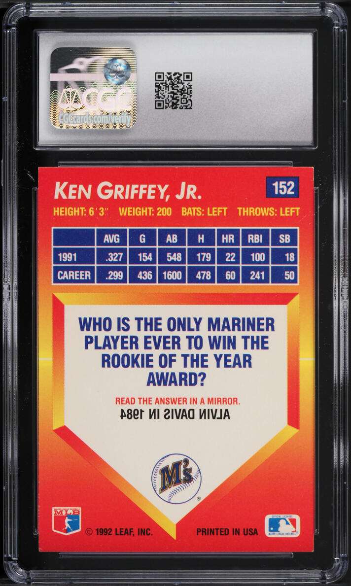 1992 Triple Play Ken Griffey Jr. #152 CGC 7 NRMT
