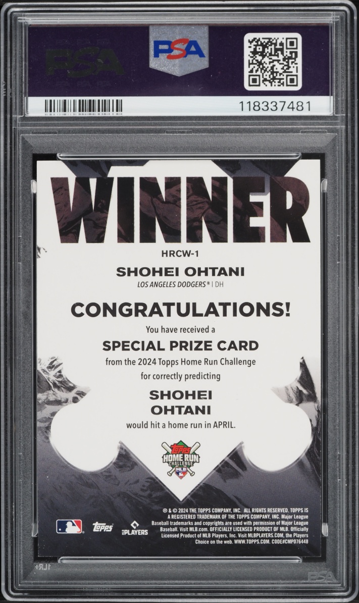 2024 Topps Home Run Challenge Winner April Shohei Ohtani #1 PSA 10 GEM MINT